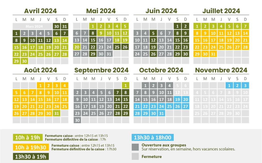 calendrier ouverture 2024 adrenature parc aventure